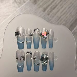 Stylish Press-on Nails with Cat Eye...